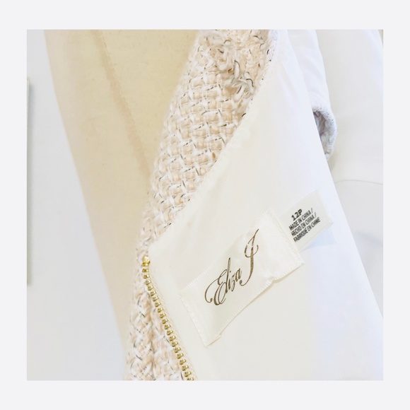 NEW Eliza J Pink/White/Metallic Tweed Career Dress Size 12P Petite L Large NWT - Picture 8 of 9